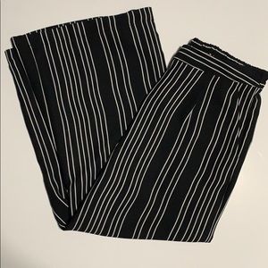 Crop Wide leg striped pants elastic waist